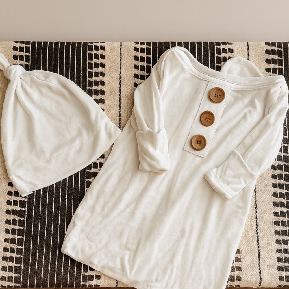Caden Lane Soft White Baby Gown
